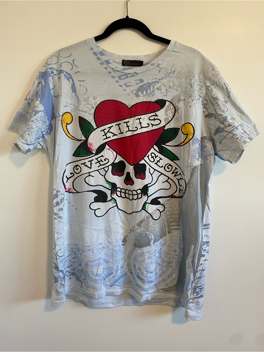 Vtg Don Ed Hardy Designs Christian Audigier Bling/Tie-Dyed T-Shirt Sz XXL Men’s
